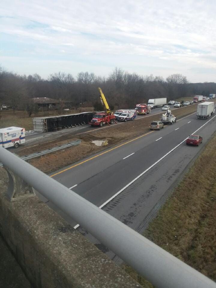 Overturned semi